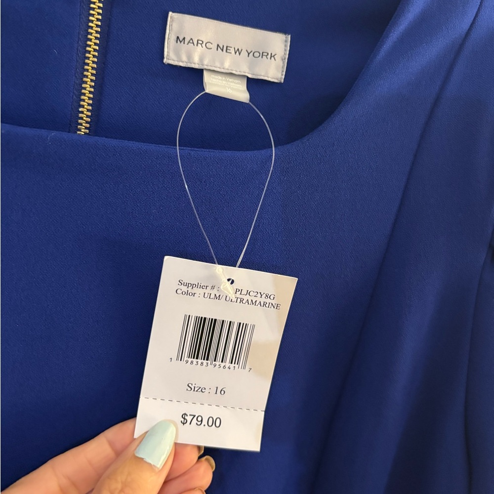 Royal Blue Sheath Dress with Puff Tulup Sleeves Sz 16 NWT - Picture 10 of 10